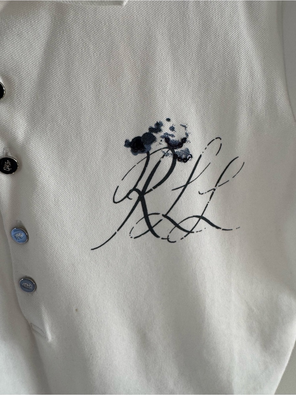NWOT Lauren Ralph Lauren Women’s White Patchwork Pique Polo Shirt w script logo - Picture 2 of 9